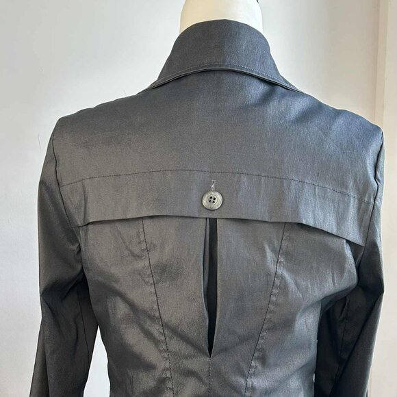 Joseph Ribkoff Graphite Shimmer Ruffle Peplum Jacket, Made in Canada – US/CA 8 - Picture 4 of 12